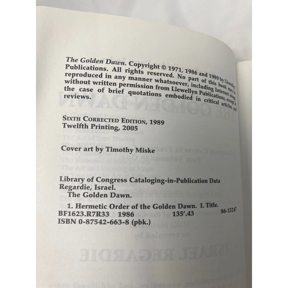The Golden Dawn Israel Regardie Llewellyn 6th Edition Occult Magic Book 2005